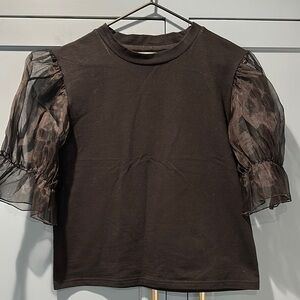 Elegant Black Sheer Sleeve Blouse